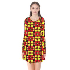 Rby 66 Long Sleeve V-neck Flare Dress by ArtworkByPatrick