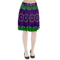 Mandala In Leaves,on Beautiful Leaves In Bohemian Style Pleated Skirt