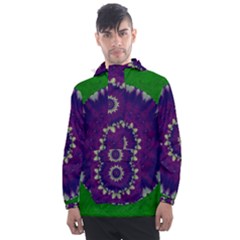 Mandala In Leaves,on Beautiful Leaves In Bohemian Style Men s Front Pocket Pullover Windbreaker by pepitasart