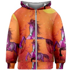 Wonderful Fantasy Horse In A Autumn Landscape Kids  Zipper Hoodie Without Drawstring by FantasyWorld7