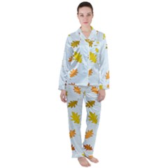 Every Leaf Satin Long Sleeve Pyjamas Set by WensdaiAmbrose