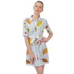 Every Leaf Belted Shirt Dress by WensdaiAmbrose
