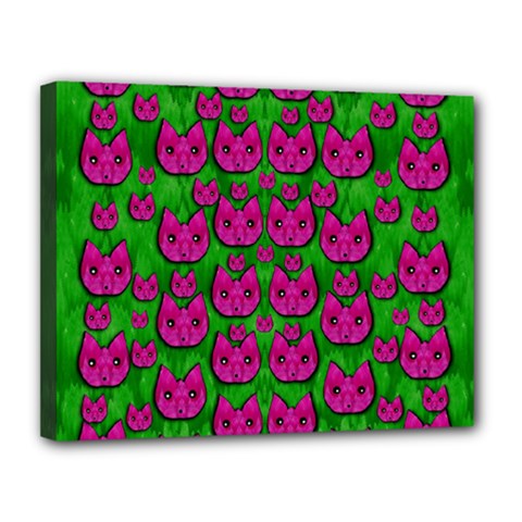 Sweet Flower Cats  In Nature Style Canvas 14  X 11  (stretched) by pepitasart