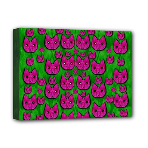 Sweet Flower Cats  In Nature Style Deluxe Canvas 16  X 12  (stretched)  by pepitasart
