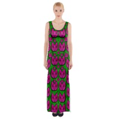 Sweet Flower Cats  In Nature Style Thigh Split Maxi Dress by pepitasart