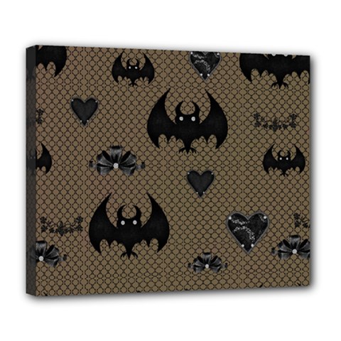 Cute Bat With Hearts Deluxe Canvas 24  X 20  (stretched) by FantasyWorld7
