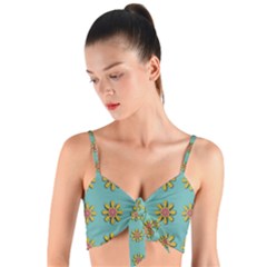 Fantasy Fauna Floral In Sweet Green Woven Tie Front Bralet by pepitasart