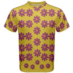 Fantasy Fauna Floral In Sweet Yellow Men s Cotton Tee by pepitasart