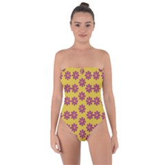 Fantasy Fauna Floral In Sweet Yellow Tie Back One Piece Swimsuit by pepitasart