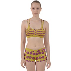 Fantasy Fauna Floral In Sweet Yellow Perfect Fit Gym Set by pepitasart