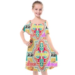 Floral Kids  Cut Out Shoulders Chiffon Dress