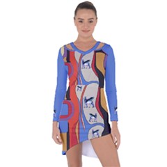 Color Asymmetric Cut-out Shift Dress by DoniainArt
