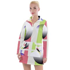 Retro Sphreres And Lines Women s Long Sleeve Casual Dress