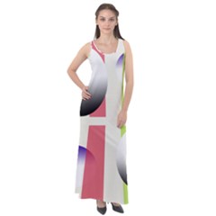 Retro Sphreres And Lines Sleeveless Velour Maxi Dress