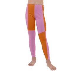 Mod Pink And Orange Squares Kids  Lightweight Velour Leggings by snowwhitegirl