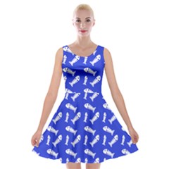 Fish Royal Blue Velvet Skater Dress by snowwhitegirl