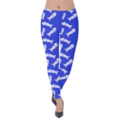 Fish Royal Blue Velvet Leggings by snowwhitegirl