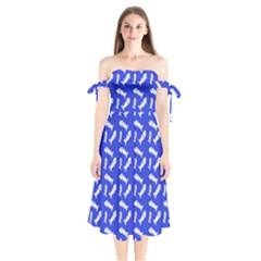 Fish Royal Blue Shoulder Tie Bardot Midi Dress by snowwhitegirl