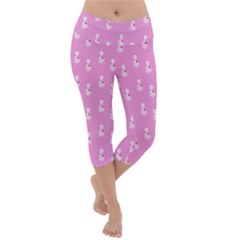 Skeleton Pink Lightweight Velour Capri Yoga Leggings by snowwhitegirl