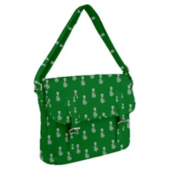 Skeleton Green Background Buckle Messenger Bag by snowwhitegirl