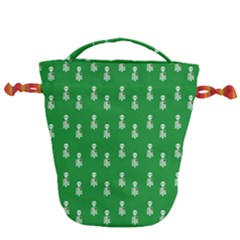 Skeleton Green Background Drawstring Bucket Bag by snowwhitegirl