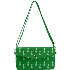 Skeleton Green Background Removable Strap Clutch Bag by snowwhitegirl