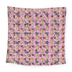 Angel Cherub Butterflies Pink Square Tapestry (large)