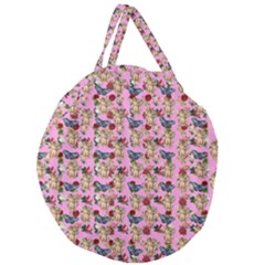 Angel Cherub Butterflies Pink Giant Round Zipper Tote