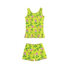 Carnation Pattern Yellow Kids  Boyleg Swimsuit by snowwhitegirl