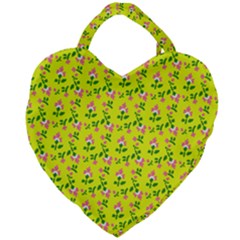 Carnation Pattern Yellow Giant Heart Shaped Tote by snowwhitegirl