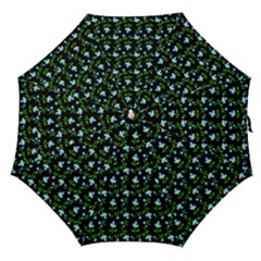 Carnation Pattern Black Straight Umbrellas by snowwhitegirl