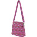 Carnation Pattern Pink Zipper Messenger Bag View2