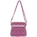 Carnation Pattern Pink Zipper Messenger Bag View3