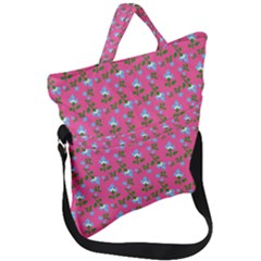 Carnation Pattern Pink Fold Over Handle Tote Bag by snowwhitegirl