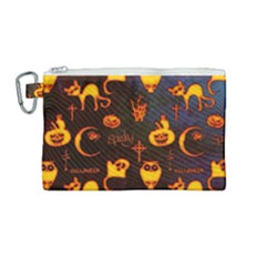 Funny Halloween Design Canvas Cosmetic Bag (medium) by FantasyWorld7