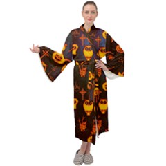 Funny Halloween Design Maxi Velour Kimono by FantasyWorld7