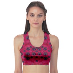 The Dark Moon Fell In Love With The Blood Moon Decorative Sports Bra by pepitasart