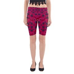 The Dark Moon Fell In Love With The Blood Moon Decorative Yoga Cropped Leggings by pepitasart