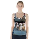 Christmas, Cute Dogs With Christmas Hat Racer Back Sports Top View1