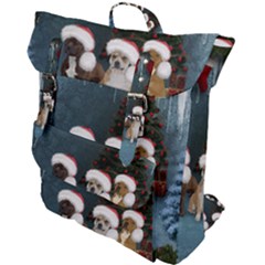 Christmas, Cute Dogs With Christmas Hat Buckle Up Backpack by FantasyWorld7