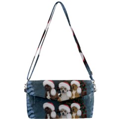 Christmas, Cute Dogs With Christmas Hat Removable Strap Clutch Bag by FantasyWorld7