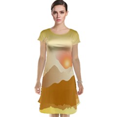 Twilight Mountain Landscape Sky Cap Sleeve Nightdress by Vaneshart