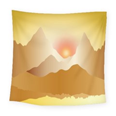 Twilight Mountain Landscape Sky Square Tapestry (large)