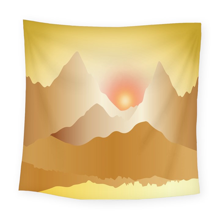 Twilight Mountain Landscape Sky Square Tapestry (Large)