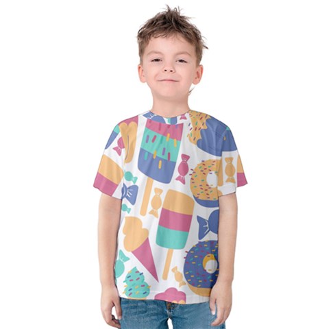 Icecream Pattern Pastel Sumer Kids  Cotton Tee by Vaneshart