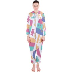 Icecream Pattern Pastel Sumer Hooded Jumpsuit (ladies) 