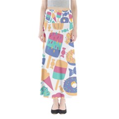 Icecream Pattern Pastel Sumer Full Length Maxi Skirt