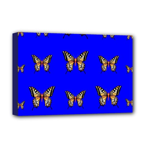 Butterfly Pattern Blue Insects Deluxe Canvas 18  X 12  (stretched) by Vaneshart