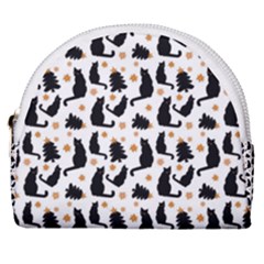Black Cat Star Christmas Tree Horseshoe Style Canvas Pouch