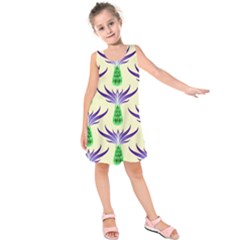 Thistles Purple Flora Flowering Kids  Sleeveless Dress